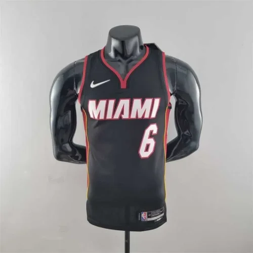 75th Anniversary Miami Heat JAMES #6 black NBA Jersey