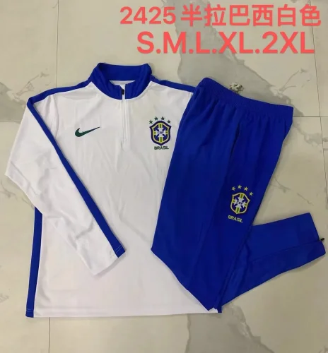 B917# 2024-25 Half zipper Brazilian white suit