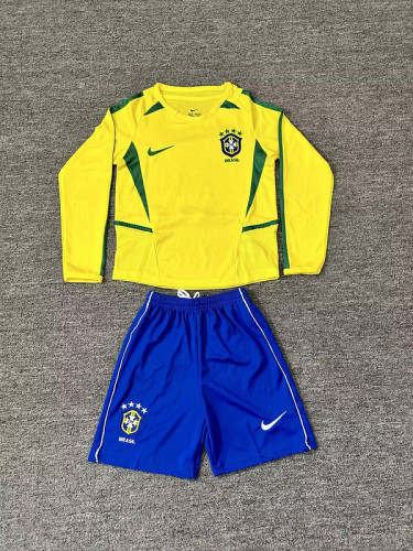 2002 Brazil home long sleeve retro kid kit