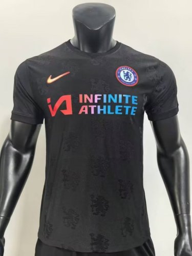 2024-25 Chelsea Black Training Jersey Player version(The player version is more slim fit, it is recommended to buy one size larger)
