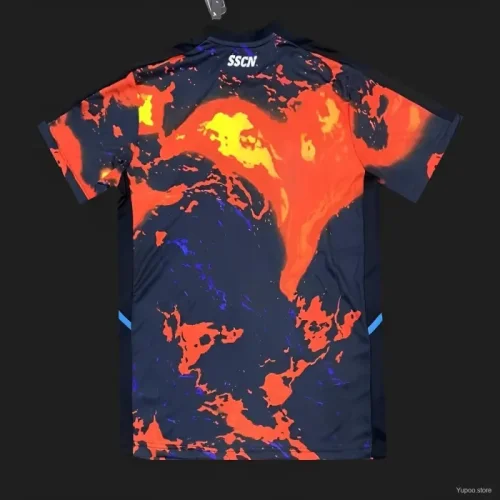 2024-25 EA7 Napoli 2024 Pre-Match bright Red Volcanic Lava Pattern Jersey