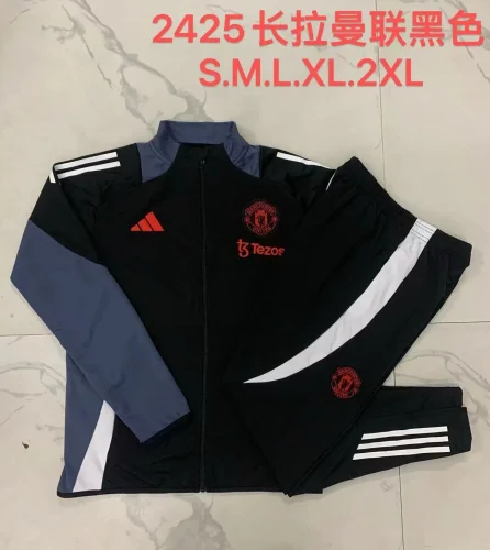 A796# 2024-25 Long zipper Manchester United black suit