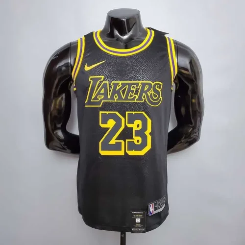 New James #23 Lakers black NBA Jersey