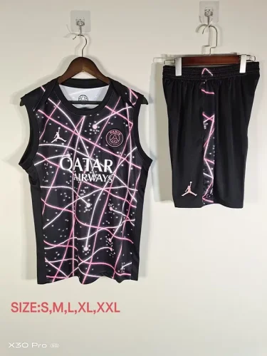 2025-26 paris saint germain black and pink vest suit