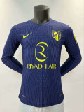 2025-26 Atletico Madrid away long sleeve player version jersey   (The player version is more slim fit, it is recommended to buy one size larger)