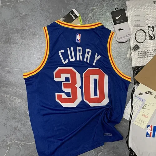 Warriors 75th Anniversary Blue Commemorative Edition No. 30 Curry NBA Jersey