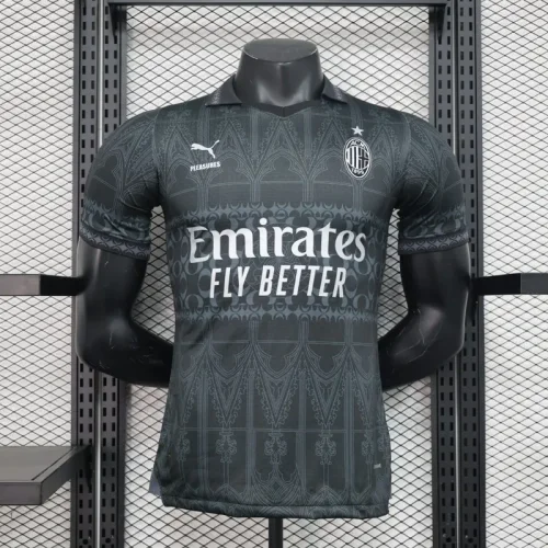 2023-24 AC Milan x PLEASURES Forth Player Version Black(The player version is more slim fit, it is recommended to buy one size larger)