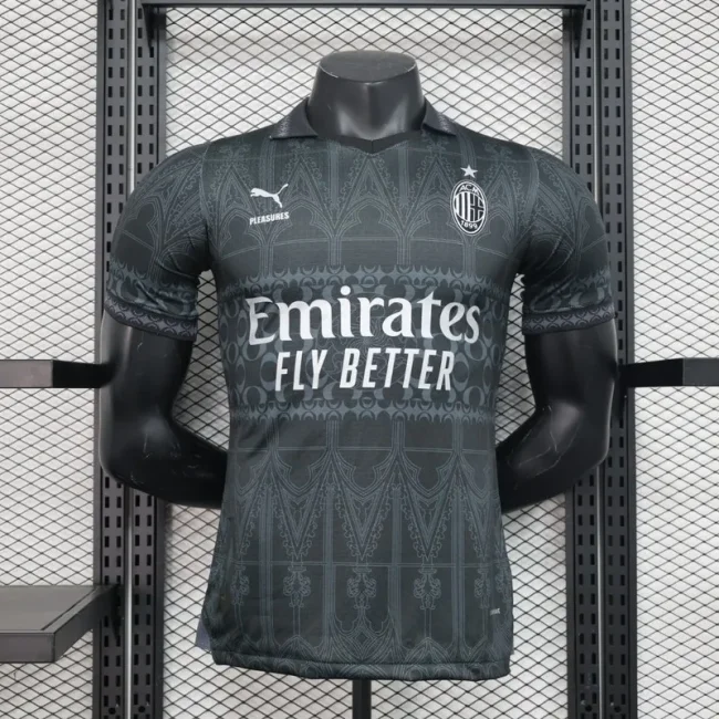 2023-24 AC Milan x PLEASURES Forth Player Version Black(The player version is more slim fit, it is recommended to buy one size larger)