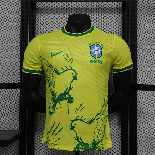 2024-25 Brazil yellow dove of peace player version jersey   (The player version is more slim fit, it is recommended to buy one size larger)