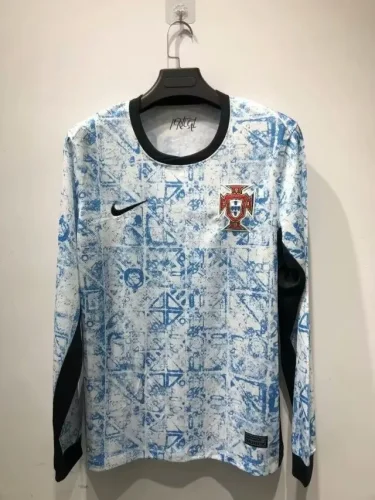 portugal 2023-24 away blue long sleeve soccer jerseys