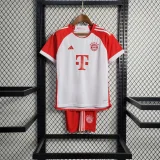 2023-24 BayernMunich  home kids kit soccer jerseys