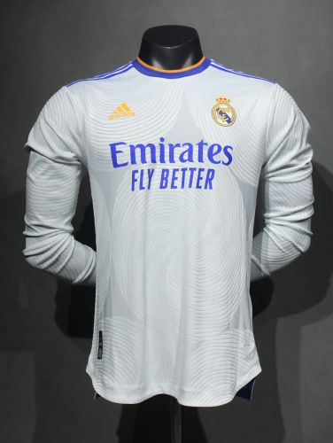 Real Madrid   2021-22 home long sleeve player version (The player version is more slim fit, it is recommended to buy one size larger)