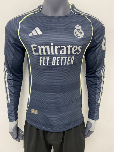 2025-26.Real Madrid  Away Player Version Long sleeve jersey   (The player version is more slim fit, it is recommended to buy one size larger)