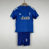 2023-24 Juventus blue goalkeeper kid kit