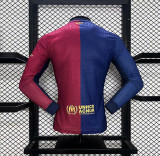 2024-25 Barcelona Home Long Sleeve Player Version (Big Sponsor)(The player version is more slim fit, it is recommended to buy one size larger)