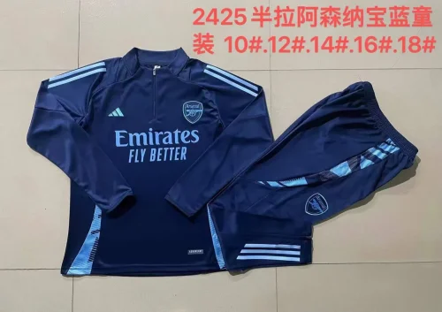 E842# 2024-25 Half-Zip Arsenal Royal Blue Suit (kids)