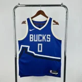 Season 2025 Milwaukee Bucks Blue No. 0 LILLARD NBA Jersey