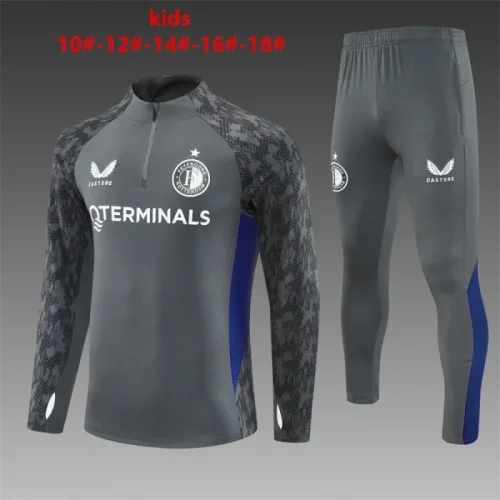 2025-26 Feyenoord grey half-zip kids suit