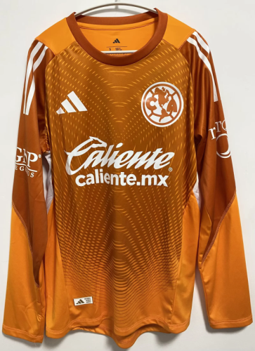 2025-26 America orange Long sleeve Player Version Goalkeeper jersey (The player version is more slim fit, it is recommended to buy one size larger)