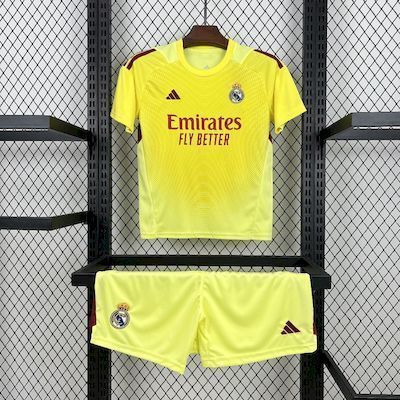 Real Madrid 202526 Yellow Goalkeeper Kids Kit