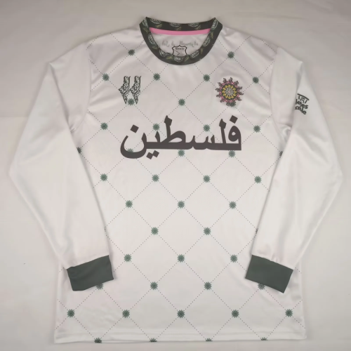 2025-26 Palestino special version white green long sleeves soccer jersey2