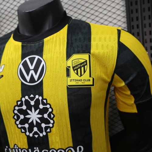 2025-26 Al-Ittihad Home Player Version Soccer Jersey  (The player version is more slim fit, it is recommended to buy one size larger)