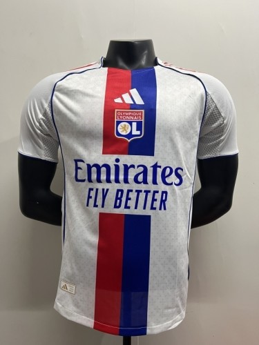 Lyon 2025-26 home player version soccer jersey size(The player version is more slim fit, it is recommended to buy one size larger)