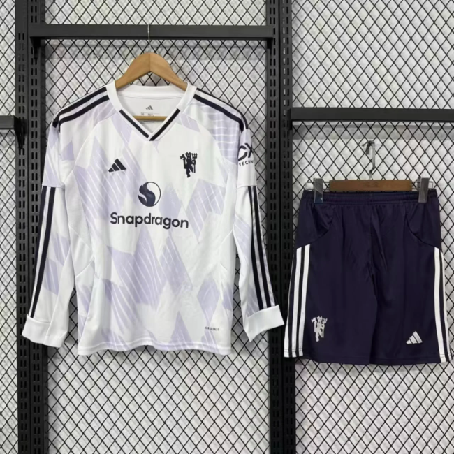 Manchester united 2025-26 Away long sleeve Kids Kit