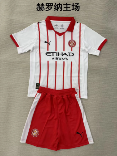Girona FC 2025-26 home kid kits occer jersey