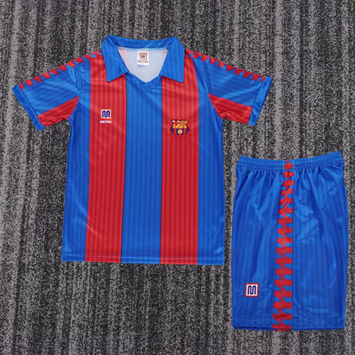 Retro Barcelona 1991-92 home kid kit soccer jerseys