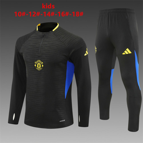 Manchester United 2025-26 Black Half zipper training clothes Kid