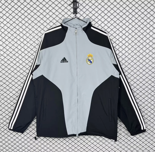 Retro Real Madrid 2004-05 Black And Gray Windbreaker