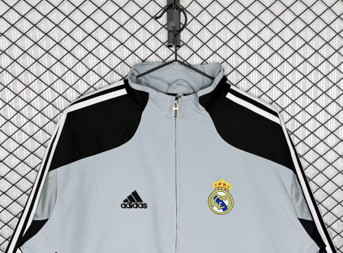 Retro Real Madrid 2004-05 Black And Gray Windbreaker