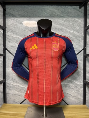 Spain 2026 World Cup Home Long Sleeve player version Jersey (The player version is more slim fit, it is recommended to buy one size larger)