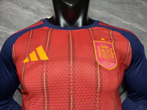 Spain 2026 World Cup Home Long Sleeve player version Jersey (The player version is more slim fit, it is recommended to buy one size larger)