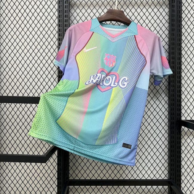 Mens Barcelona 2025-26 Blue and Pink Karol G Jersey