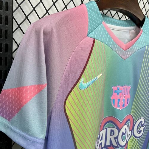 Mens Barcelona 2025-26 Blue and Pink Karol G Jersey