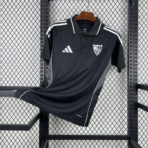 Mens Sevilla FC 202526 Black Travel Polo Jersey