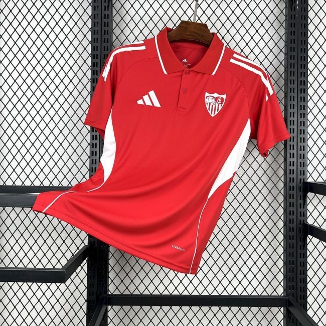 Mens Sevilla FC 2025-26 Red Travel Polo Jersey