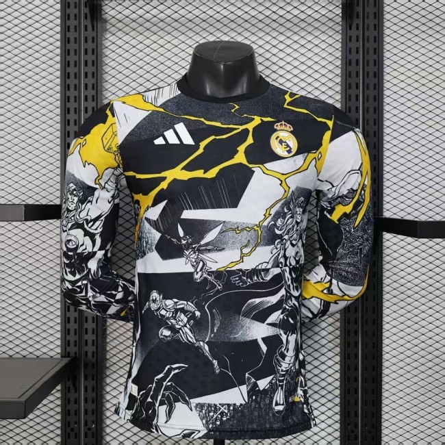 Real Madrid 2025-26 Pre-Match Long Sleeve Player Edition Jersey  (The player version is more slim fit, it is recommended to buy one size larger)