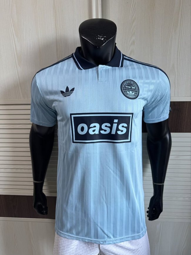 2025-26 AD x Oasis Tour Jacquard Blue font 25 Player Version Jersey  (The player version is more slim fit, it is recommended to buy one size larger)