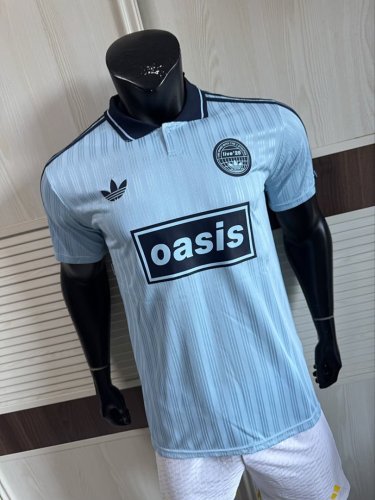 2025-26 AD x Oasis Tour Jacquard Blue font 25 Player Version Jersey  (The player version is more slim fit, it is recommended to buy one size larger)