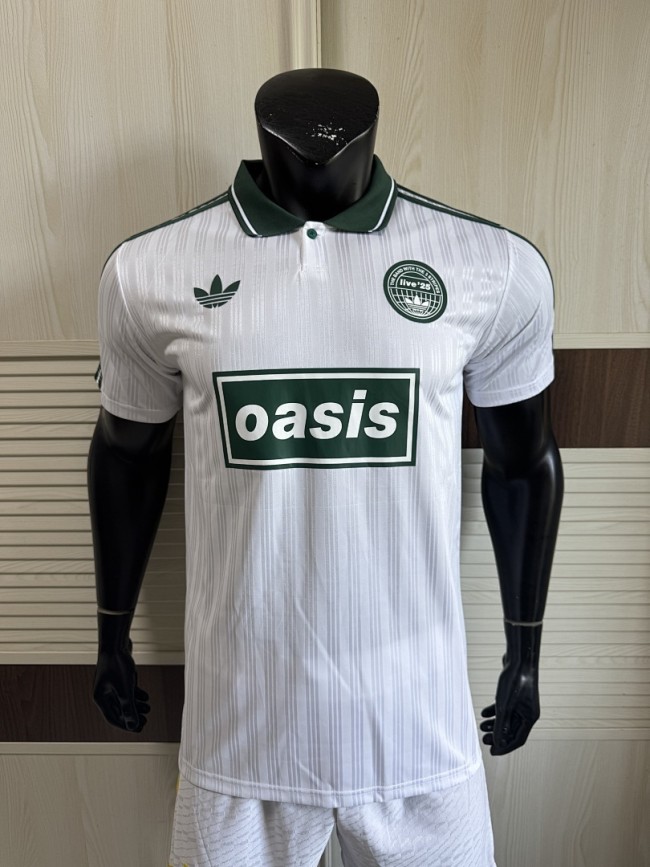 2025-26 AD x Oasis Tour Jacquard Green and White font 25 Player Version Jersey  (The player version is more slim fit, it is recommended to buy one size larger)