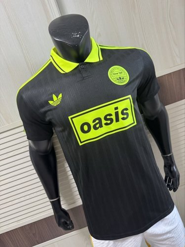 2025-26 AD x Oasis Tour Jacquard Black and Green font 25 Player Version Jersey  (The player version is more slim fit, it is recommended to buy one size larger)