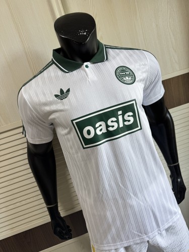2025-26 AD x Oasis Tour Jacquard Green and White font 25 Player Version Jersey  (The player version is more slim fit, it is recommended to buy one size larger)