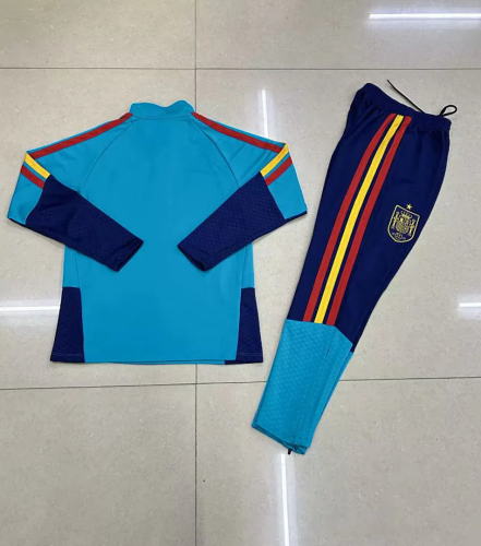 Spain 2025-26 sky blue Half zipper training clothes Kid