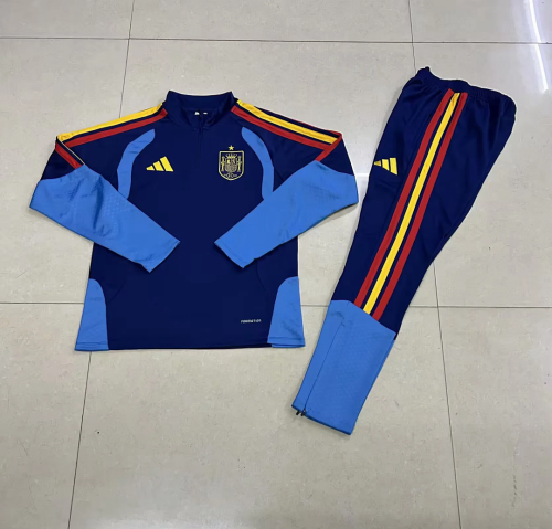Spain 2025-26 blue Half zipper training clothes