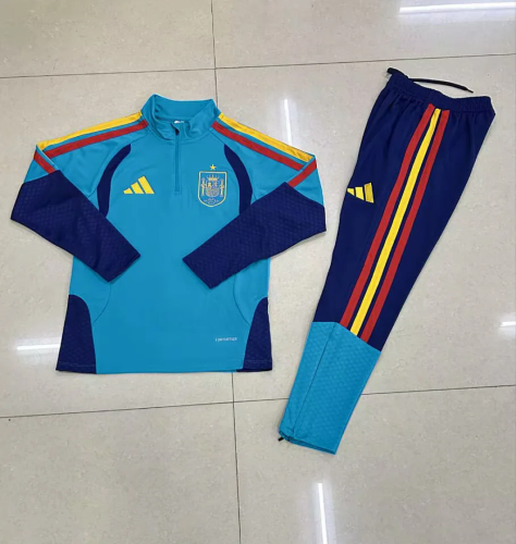 Spain 2025-26 sky blue Half zipper training clothes Kid