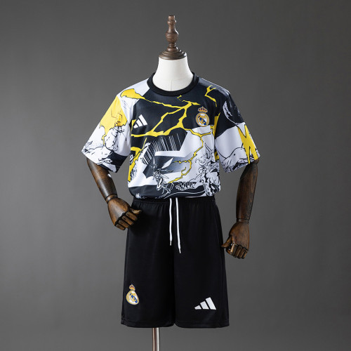 Real Madrid 2025-26 Avengers - Pre-Match (Black and White) Kids kit Jerseys