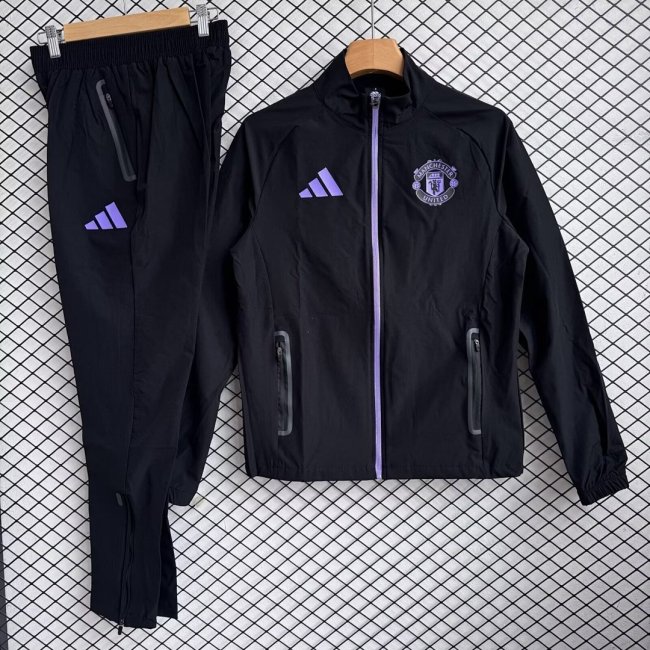 Manchester united 2025-2026 Black And Purple Windbreaker Suit